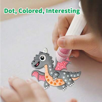 1 Set Kids DIY Beads Pen Toys, Dinosaur/Fruit DIY Beads Pen Craft Set, Dinosaur Dot Painting Set, Educational DIY Coloring Toys, Children's Handmade Creative Beading Toys Gift, Suitable For Girls And Boys, Best Birthday/Back To School/Festival/Christmas Gift For Kids