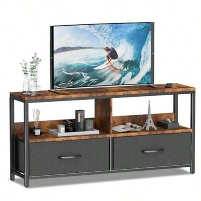 Mueble para TV con y Compartimentos Moderno - 120 CM Almacenamiento Debajo de la Soporte Mueble de TV Soporte de TV Organizador para Estancia Mesa para Sala de Estar Recámara 120CM - 2 Cajones