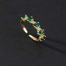 Vintage Grandmother Green Gemstone Ring Eye Snake Metal Ring Niche Design Temperament Open Ring N7DP - E - 查看 11