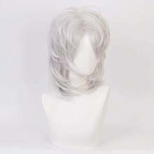 Anime Cosplay Wig, Long And Short Synthetic Hair, Suitable For Halloween Costume Parties, With Free Wig Cap - 白色 - 查看 2