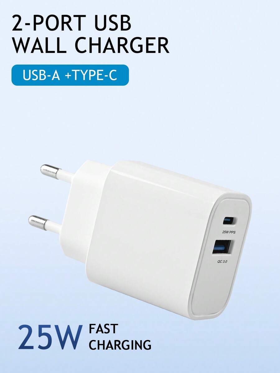 25W USB-C Fast Charger Adapter, Compatible With IPad, Compatible With IPhone 17/16/15/14/13/12/11 Pro Max Plus, PD 25W Wall Charger, USB-C Phone Charger - EU C Type Plug(220-240V) - View 1