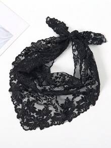 1pc Lace Floral Trim Scarf/Neckerchief
