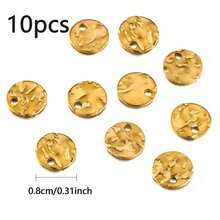 10pcs 8-12mm Gold Stainless Steel Round Embossed Pendants, For DIY Necklace Bracelet Earring Jewelry Making - Pendants - View 11