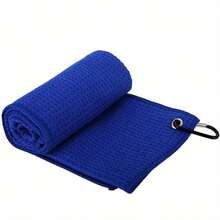 A 11.81inch * 11.81inch Waffle Weave Golf Towel With Hook, Golf Club Cleaning Towel - 藍色(30cm*30cm) - 查看 2
