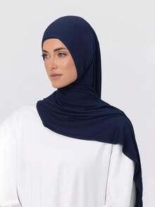 1件装速戴针织头巾，采用柔软透气、不易起球的面料制成。系带式头巾。适合穆斯林全年日常佩戴。 - 藏蓝色 - 查看 4
