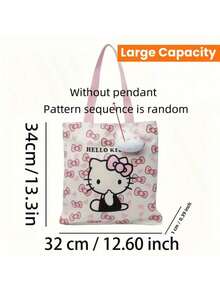 Sanrio 1 Set Hello Kitty Princess Theme Canvas Tote Bag - Durable Canvas Tote Bag & Wallet With Pink Bow And Heart Pattern, Suitable For Party/Daily Use - Multicolor - View 4
