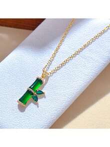 1 件优雅玉竹水晶铜吊坠，母亲节礼物