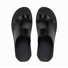 男士休闲沙滩人字拖凉鞋 - 全黑色 - 查看 3