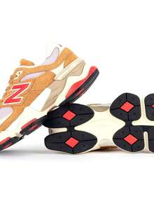 New Balance 9060 男士运动鞋，猪皮绒面革网布拼接，ABZORB & SBS 缓震科技，Y2K 未来主义风格，U9060EGEA - 平原/紅色/薄霧 - 查看 5