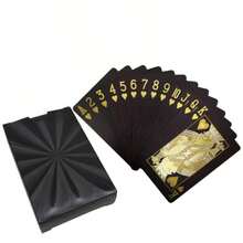 Cartas de juego de plástico creativas en negro y dorado, impermeables y plegables de PVC, adecuadas para póquer, mahjong, trucos de magia - Multicolor - Ver 8