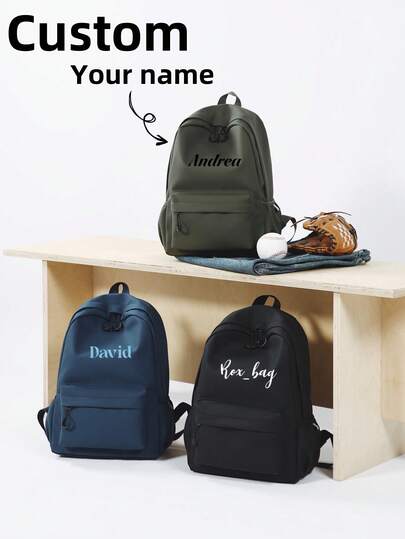 This Personalized Large Capacity Fashionable And Simple Solid Color Casual Backpack Is Made Of Nylon Material With Zipper Design, Very Suitable For Autumn And Winter Seasons. The Backpack Has A Zipper Opening, Suitable For Daily Use, Going To School And Traveling. It Is Also An Excellent Birthday Or Christmas Gift For Friends And Family. You Can Customize Your Name, Lucky Number Or Anniversary Date.