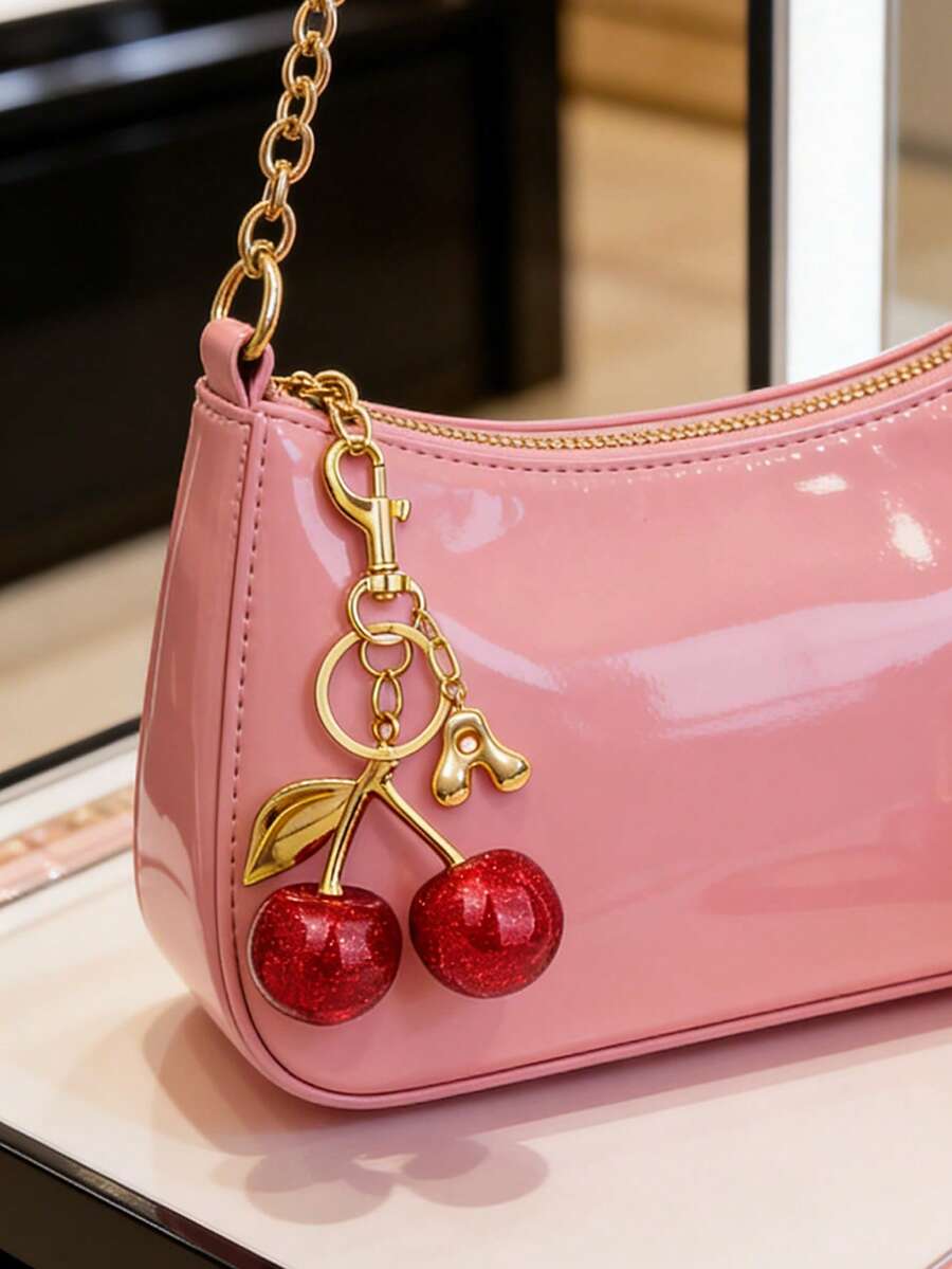 1个可爱红色樱桃吊坠，树脂樱桃包包挂饰，适用于包包装饰、钥匙扣、DIY首饰制作、手提包、斜挎包等，增添甜美的Y2K/复古风格，适合Y2K时尚爱好者、DIY手工达人、首饰制作者、送礼者，也适合日常装饰、手工工艺品、礼品包装和主题派对。 - 彩色 - 查看 1