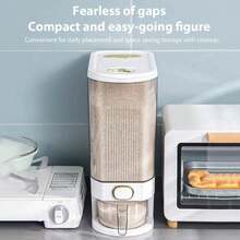 1pc Rice Bucket With Measuring Cup, Large Capacity Cereal Storage Container, Moisture-Proof Insect-Proof Sealed Storage Containers For Rice, Cereals, Grains, Flours, Dog Food, Pet Food, Household Airtight Rice Dispenser, Home Kitchen Supplies, 22lbs /11lbs - White - View 2