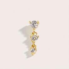 1pc Fashionable Minimalist Elegant Diamond Stainless Steel Stud Earrings, Suitable For Women's Daily Wear - Diamond - View 6