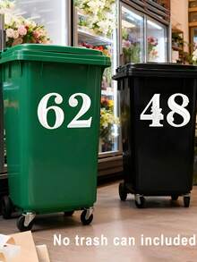 1pc Self-Adhesive White Number Sticker - 5.7 Inch (14.5cm) High Visibility Reflective Commercial Grade Trash Can Label, With Durable No-Residue Edges, Suitable For Wheeled Trash Cans, Large Garbage Bins, Car Trash Cans, Garage Organization, Great For Night Use And Strong Marking - Multicolor - View 5