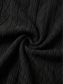Herr kortärmad pikétröja med geometrisk textur och avslappnad passform, svart - Svart - Visa 5
