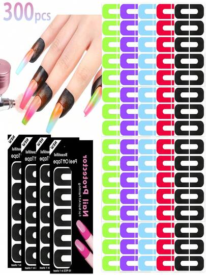 300pcs/200pcs/100pcs/50pcs/40pcs/10pcs U-Shaped Nail Polish Protector Stickers, Protect Cuticles, Prevent Nail Polish Spills, Nail Art Stencils, Easy To Apply And Remove, Suitable For Fingers And Toes, Essential For Manicurists, Trainees, Students, Beginners And Professionals, Daily Necessity, Back To School Gift