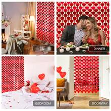 1/2/3/4pcs Red Heart Shape Tinsel Foil Fringe Streamers| Valentines Photo Backdrop, Streamer Backdrop For Birthday, Engagement, Wedding, Bridal Shower, Universal Fit - 1PC - 查看 11