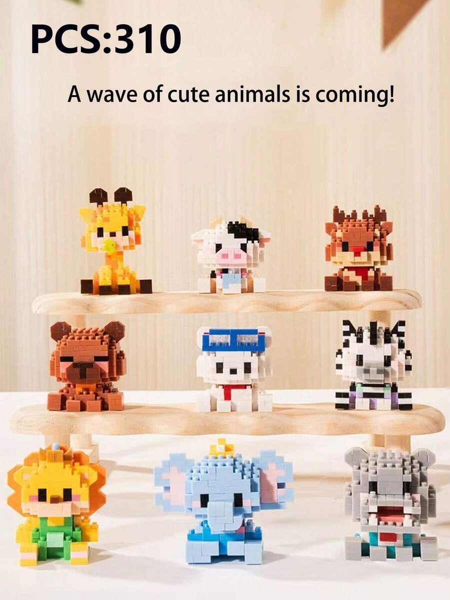 Sweetheart Cute Series, Cute Cat & Dog Building Blocks, Micro Particle Blocks, Suitable As Birthday Gift, DIY Assembly Decoration, Stress Relief Blocks, Building Block Ornament, Puzzle Blocks, Abstract Blocks. - Multicolor - View 1