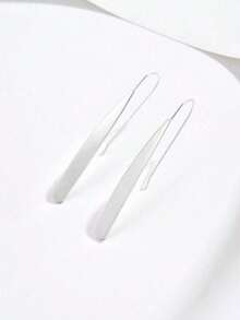 1对女士时尚几何长方形闪亮耳环，适合日常和休闲场合佩戴 - 銀色 - 查看 4