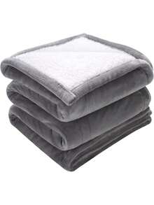 Manta eléctrica térmica de 127 x 152 cm, tamaño individual, suave franela y sherpa, con temporizador de 3 horas y apagado automático, 5 niveles de calefacción para sofá, lavable a máquina, certificación ETL y FCC (gris) - Franela y sherpa de tamaño doble. - Ver 10