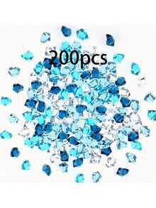 100/200/500颗多色亚克力假钻石、碎冰块、塑料冰块、岩石钻石晶体、宝石，适用于派对装饰、花瓶填充、摄影道具、DIY仿冰块工艺材料、透明彩色亚克力石，可用于鱼缸、玻璃装饰、手工材料 - 彩色 - 查看 13