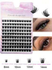 120簇自然簇状假睫毛，由10排超轻分段式假睫毛延长，佩戴舒适，无负担，可DIY手工制作，轻松打造美丽眼妆，适合各种场合，日常旅行聚会皆宜。睫毛簇，个性化假睫毛，假睫毛，假睫毛 - 黑色 - 查看 7
