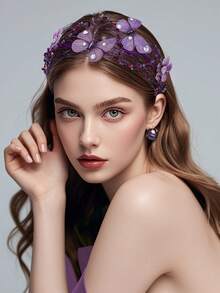 法式复古3D水晶蝴蝶发箍，星空蓝，夏季新款装饰发饰，适合新娘、婚礼、节日、派对、日常佩戴，情人节女士头饰