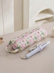 1 pieza Bolsa de almacenamiento acolchada y estampada de gran capacidad para secador de pelo, puede contener secador de pelo, rizador, pinzas para el cabello, plancha y otras herramientas de peinado, adecuada para viajes, hogar, almacenamiento de cosméticos, gran regalo para Año Nuevo, Día de San Valentín, damas de honor - Multicolor - Ver 19