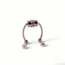 6pcs/Set Fashionable Stainless Steel Rhinestone Decorative Nose Ring For Women's Daily Decoration - 銀色 - 查看 4