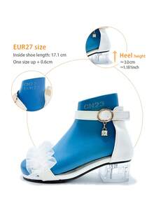 1 đôi sandal cao gót thời trang cho trẻ em, sandal cao gót thanh lịch cho bé gái với viền ren, thiết kế khóa điều chỉnh, phù hợp cho đi chơi hàng ngày, dự tiệc cưới, du lịch mùa hè. - trắng - Xem 4