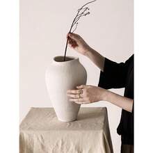 White Ceramic Vase - Large 11.8 Inch Tall Floor Vase For Centerpieces Farmhouse Rustic Minimalist Home Decor For Living Room Enterway Wedding Sandstone White - Đá sa thạch trắng - Xem 6