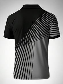 Áo polo nam tay ngắn in họa tiết sọc ombre, kiểu dáng công sở - Nhiều màu - Xem 3