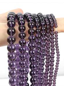 Hạt cườm thủy tinh màu tím violet, hạt đá tự nhiên màu tím mịn, hình tròn, dùng để làm trang sức DIY cho vòng tay và vòng cổ - kích thước 6mm, 8mm, 10mm. - Màu tím - Xem 7