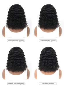 4x4 Bob Lace Front Human Hair Wigs Deep Wave 180% Density Transparent Lace Frontal Pre Plucked Human Hair Bob Wig For Women - Natural Black - View 6