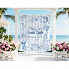 Custom Bachelorette Banner, Personalized Bachelorette Party Tapestry, Beach Bachelorette Photo Backdrop, Coastal Bachelorette Party Decor - 黑色 - 查看 1