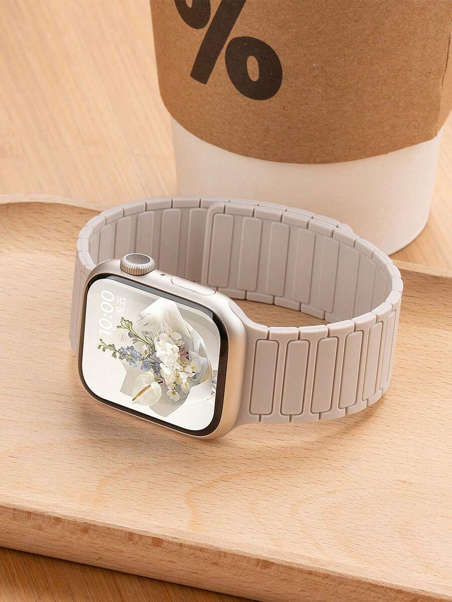 1pc Magnetic Silicone Watch Band, Suitable For Apple Watch 44mm, 45mm, 49mm, 46mm, 42mm, 41mm, 40mm, 38mm, Unisex Single Loop Silicone Material, Compatible With Apple Watch Series 11, 10, 9, 8, 7, 6, 5, 4, 3, SE, 2, Ultra