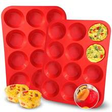 Round 12 Holes Cupcakes Mold Silicone DIY Baking Mold Non Stick Soap Chocolate Muffin Baking Pan Kitchen Tools Silicone Muffin Pan 12 Cups Cupcake Tray Non-Stick Silicone Baking Molds For Making Muffin Cakes Cupcake Chocolate Bread Tart - Multicolor - View 1
