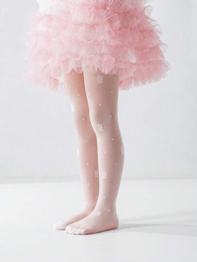 1 đôi tất nhảy múa đa năng màu trơn mùa xuân/hè cho bé gái/trẻ nhỏ, tất mỏng thoáng khí thời trang chống xước, họa tiết thỏ dễ thương, mềm mại thoải mái, phù hợp cho trường học, tập nhảy, đám cưới, tiệc tùng.