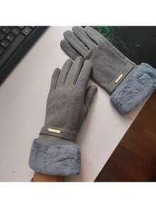 1pc Winter Ski Outdoor Cycling Waterproof Windproof Warm Thermal Lined Touchscreen Zipper Thick Gloves For Men - Multicolor - View 5