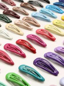 5pcs/Set 5cm Oil Drop BB Clips | Basic Side Clips For Women & Girls, Daily Hair Fixing, Simple & Practical Hair Accessories Set - 顏色混合 - 查看 5