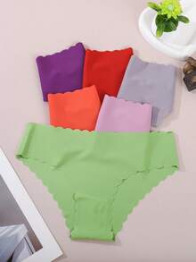 6 chiếc quần bikini nữ mềm mại, viền lượn sóng, màu trơn, gợi cảm và thoải mái. - Nhiều màu - Xem 3