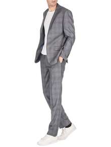 Men's Harrogate Windowpane Slim Fit 2PC Suits - 灰色 - 查看 5
