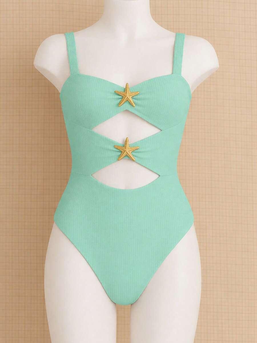 Mermaid Girl's Bodysuit Summer 2026 – Beach Style Children's Fashion Ages 2 To 10 Carnival - 水綠色 - 查看 1