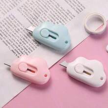 10pcs Mini Retractable Multi-Function Knives, Cloud Flower Shaped Pocket Knife, Plastic Letter Opener With Keychain Hole, 3 Random Shapes - Multicolor - View 3