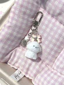 1 móc khóa hình cún con hoạt hình dễ thương, có nơ và ngôi sao, dùng làm phụ kiện túi xách, đồ dùng du lịch Kawaii - Nhiều màu - Xem 3