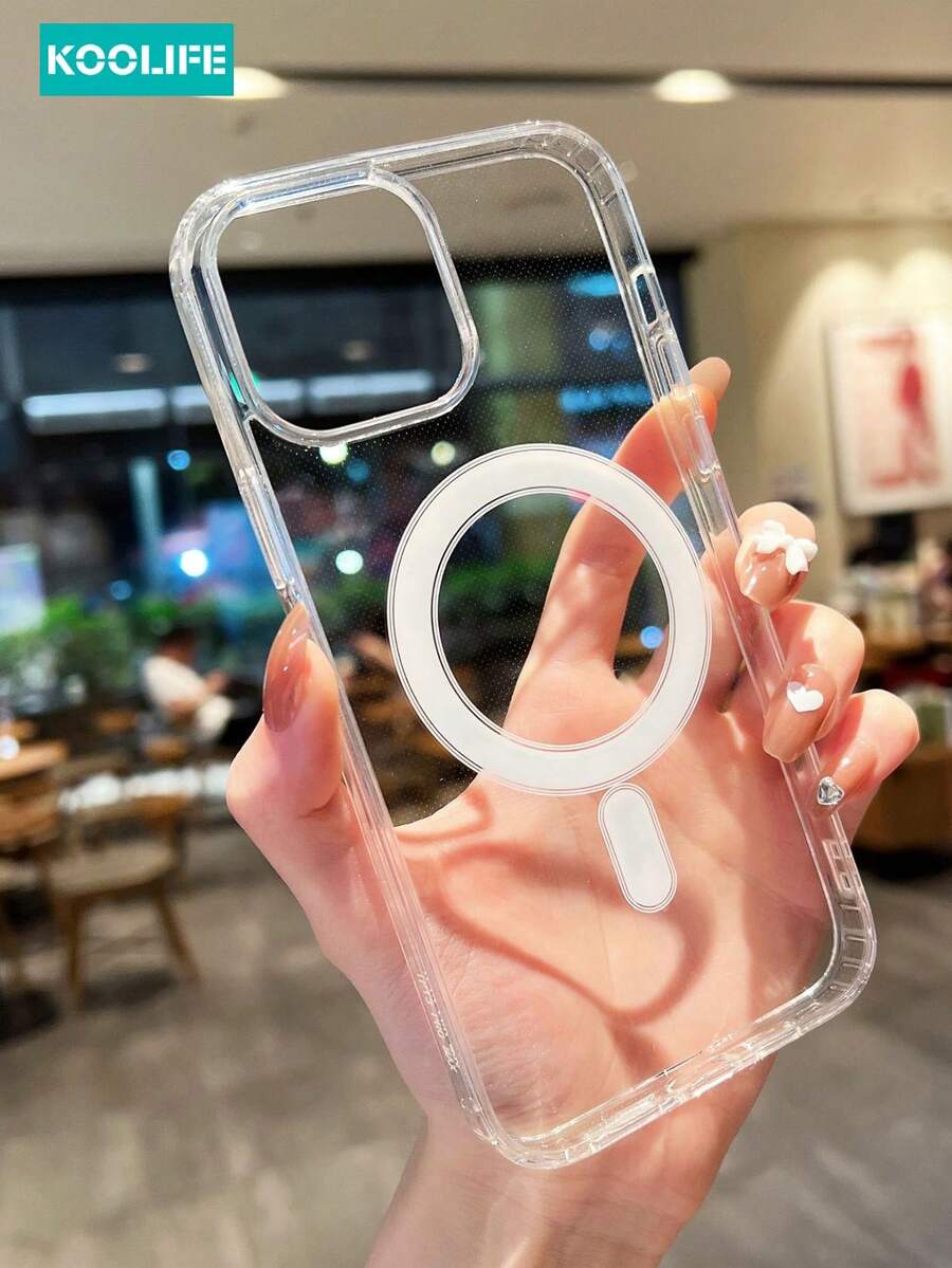 Koolife 1pc Magnetic Wireless Charging Trans - Clear - View 1