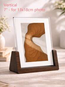 SURELIFE 1个6/7/8英寸U型亚克力和实心胡桃木相框支架桌面菜单展示架 - 多功能横向或纵向展示，是家居装饰和礼品展示的理想之选