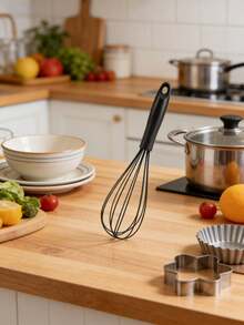 10-Inch And 12-Inch Black Silicone Whisk Set - Suitable For Cooking, Mixing, Beating, Whipping, Stirring - Multicolor - View 1