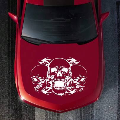 1pc Skull Car Sticker, Laptop Sticker, Fuel Tank Cap Sticker, Buggy Rear Window, Horror Skull, Personalized Creative Decoration, Waterproof Car Sticker